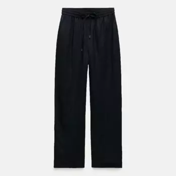 Брюки Zara Linen Blend Straight, темно-синий
