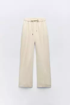 Брюки Zara Linen Blend, светло-песочный