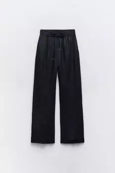 Брюки Zara Linen Blend, темно-синий