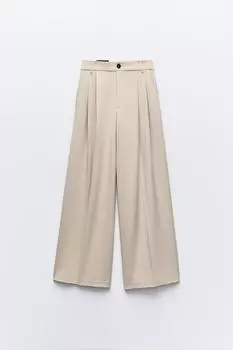 Брюки Zara Pleated, бежевый