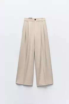 Брюки Zara Pleated, бежевый