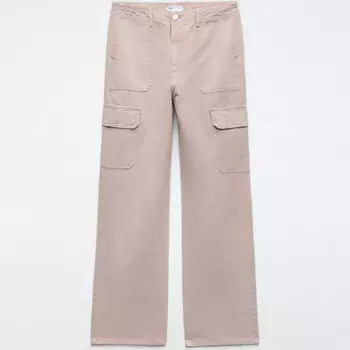 Брюки Zara Straight Cargo TRF, светло-розовый