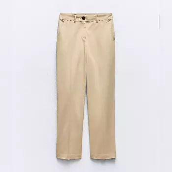 Брюки Zara Straight Fit, песочный