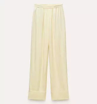 Брюки Zara Straight Fit Satin, светло-бежевый