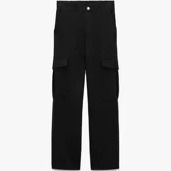 Брюки Zara Straight Leg Cargo, черный