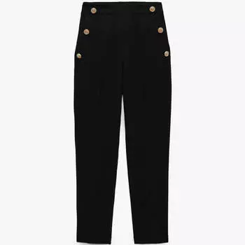 Брюки Zara Straight With Metal Buttons, черный