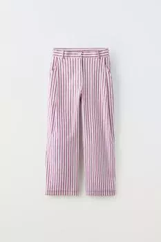 Брюки Zara Striped, розовый
