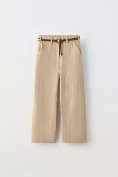 Брюки Zara Striped, светло-коричневый