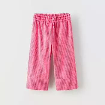 Брюки Zara Summer Camp Contrast Gingham Check, красный/розовый