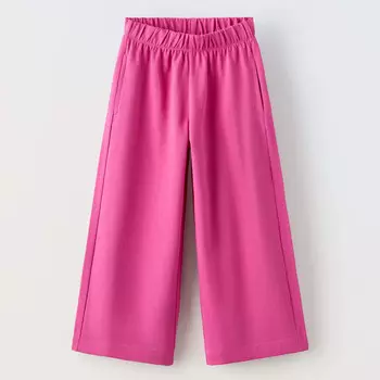 Брюки Zara Summer Camp Plain Wide-leg, ярко-розовый
