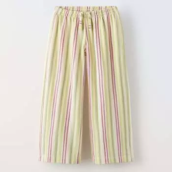 Брюки Zara Summer Camp Striped, зеленый