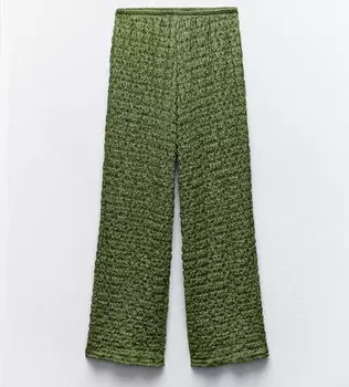Брюки Zara Textured, зеленый