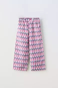 Брюки Zara Tied Geometric, розовый