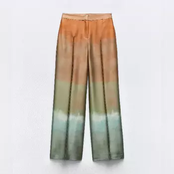Брюки Zara Wide-leg Tie-dye Print, мультиколор