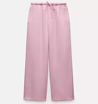 Брюки Zara Zw Collection Flowing Pyjama-style, розовый