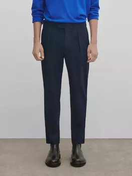 Брюки застронанного кроя Massimo Dutti, темно-синий