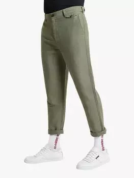 Брюки зауженного кроя из смеси льна и хлопка Ben Sherman, оливковый