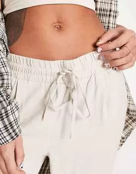 Брюки зауженного кроя из смесового льна Vero Moda Stone