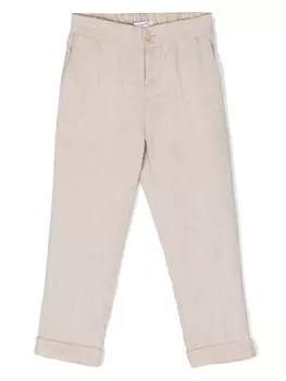 Брюки зауженные Paolo Pecora Kids из льняной смеси, серый