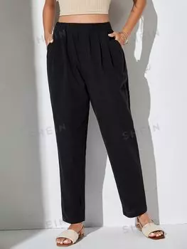 Брюки зауженные Shein Essnce с эластичной резинкой на талии, черный