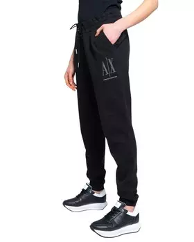 Брюки женские Armani Exchange спортивные с логотипом бренда, черный