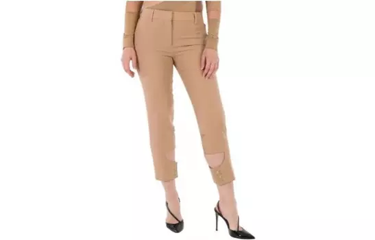 Брюки женские Burberry с пуговицами на штанинах, хаки