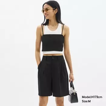 Брюки женские GU плиссированные, коричневый