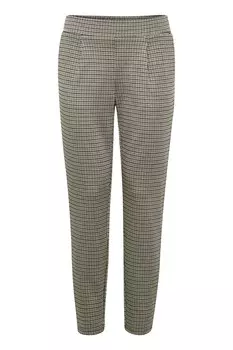 Брюки женские ICHI в клетку зауженные, бежевый