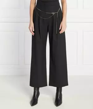 Брюки женские Marella укороченные с декоративным ремнем, черный