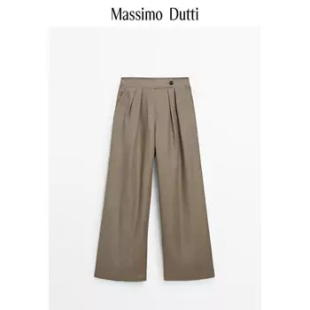 Брюки женские Massimo Dutti со складками, коричневый