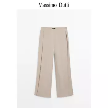 Брюки женские Massimo Dutti в китайском стиле, кремовый