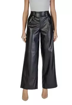 Брюки женские ONLY из экокожи широкие, черный