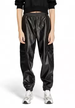 Брюки женские ONLY широкие из экокожи, черный