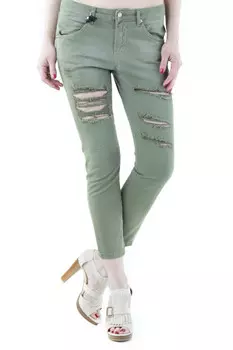 Брюки женские Sexy Woman с рваным эффектом, зеленый