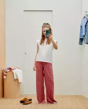 Брюки женские широкие на резинке Green Coast, индиго