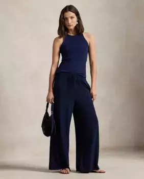 Брюки женские широкие темно-синие Polo Ralph Lauren, тёмно-синий