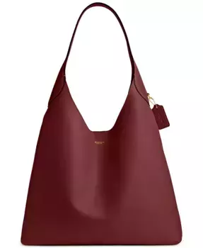 Брюклинская большая кожаная сумка через плечо COACH, красный