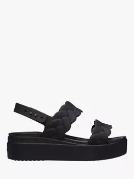 Бруклинские плетеные сандалии на низкой танкетке и платформе Crocs, черный
