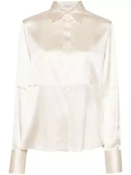 Brunello Cucinelli атласная рубашка, нейтральный цвет