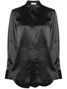 Brunello Cucinelli атласная рубашка с длинными рукавами, серый