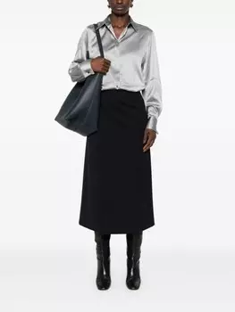 Brunello Cucinelli атласная рубашка с длинными рукавами, серый