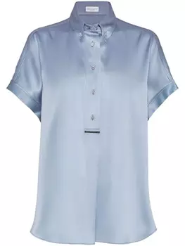 Brunello Cucinelli атласная рубашка, синий