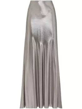 Brunello Cucinelli атласная юбка макси, серый