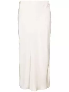 Brunello Cucinelli атласная юбка миди, нейтральный цвет
