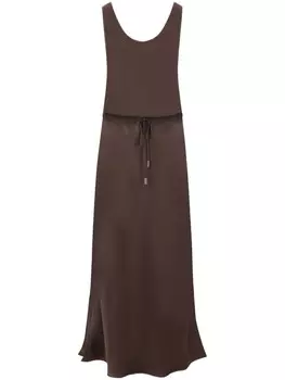 Brunello Cucinelli атласное платье макси, коричневый