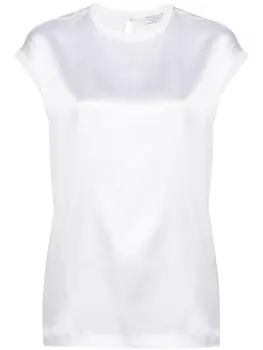 Brunello Cucinelli атласный топ из эластичного шелка, белый
