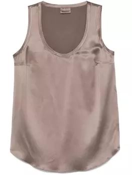 Brunello Cucinelli атласный топ, коричневый