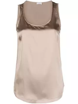 Brunello Cucinelli атласный топ с декором Monili, коричневый