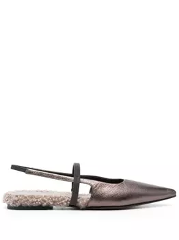 Brunello Cucinelli балетки с блестками, коричневый