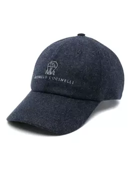Brunello Cucinelli бейсболка из шерсти с вышитым логотипом, синий